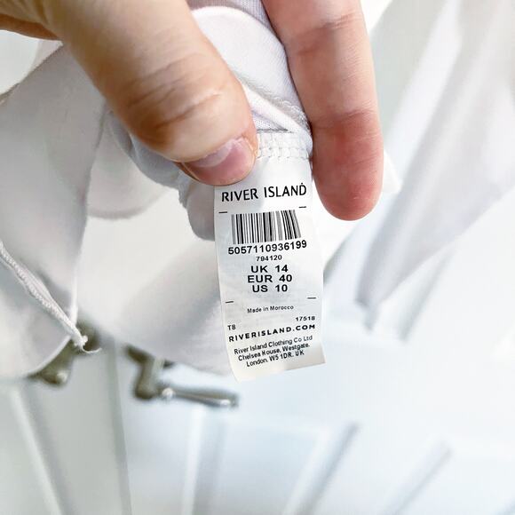 River Island White Long Sleeve T-Shirt with Accordion Pleat Ruffle - Picture 5 of 7